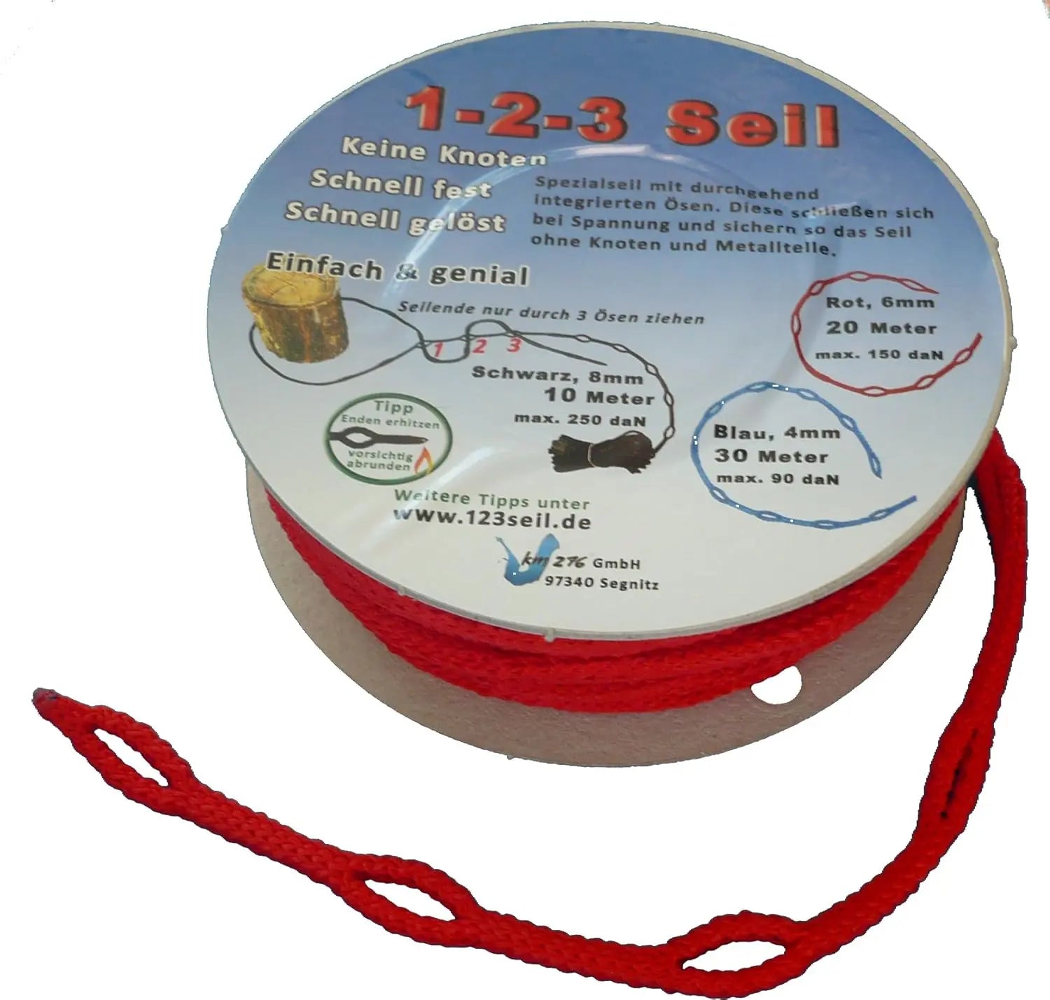 1-2-3-Seil rot Spezialseil Länge 20 Meter Ø 6mm
