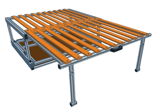 CARLOS – Campingbox mit Heckauszug & faltbarem Bettauszug - Campingbox mit Lattenrost für Transporter & Vans | Kastenkiste.de