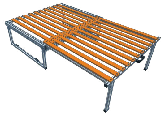 CARLOS – Campingbox mit Heckauszug & faltbarem Bettauszug - Campingbox mit Lattenrost für Transporter & Vans | Kastenkiste.de