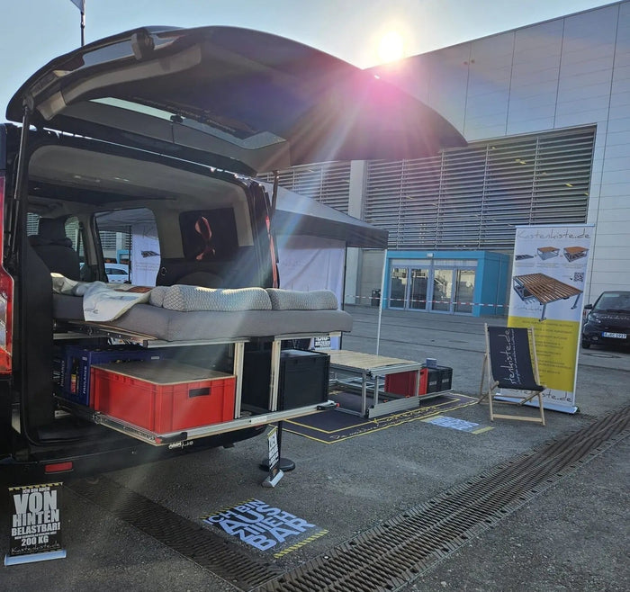300 € Messerabatt sichern – Nur bis 31.03.2025 - Campingbox mit Lattenrost für Transporter & Vans | Kastenkiste.de 