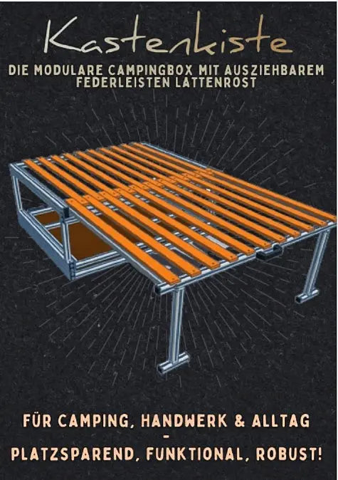 Campingbox Konfigurator - auf Kastenkiste.de - DIE modulare Campingbox mit dem ausziehbaren und abnehmbaren Federleisten Lattenrost & integriertem Heckauszug/Lastenauszug!