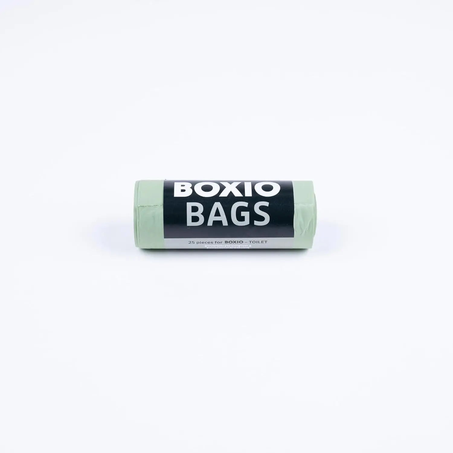 BOXIO - Bags, 25 Bio Müllbeutel für Campingtoilette, kompostierbare Beutel für Trockentoilette, 10 l WC Beutel, Blackout, grün