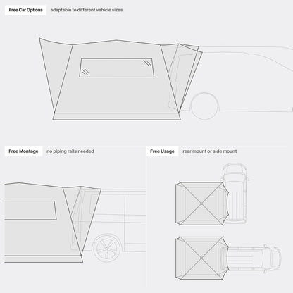 qeedo Quick Motor Free - Das freistehende Busvorzelt mit Quick-Up Schnellaufbau-System - Campingzelt als Vorzelt für Auto, Bus, Wohnmobil, Camper - vielseitig montierbar, groß, geräumig, wasserdicht