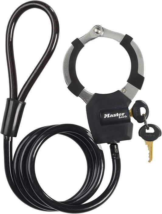 Master Lock Kabelschloss mit Schlüssel, 1 m, Ideal für Scooter Roller, Fahrrad, Kinderwagen, Sportausrüstung, Schwarz