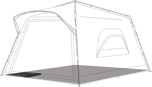 qeedo Comfort Carpet Zeltteppich in 3 Größen, Anti-Rutsch-Beschichtung, integrierte Schuhablage, Roll-in-Bag