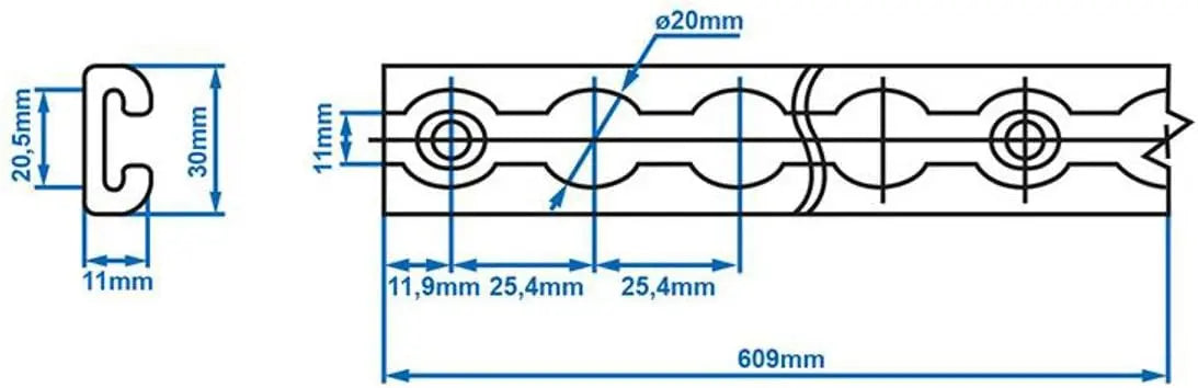 ProPlus 342178 Set Zurrschienen 2 x 60cm mit 4 Zurrösen