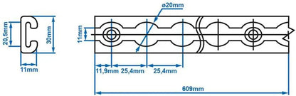 ProPlus 342178 Set Zurrschienen 2 x 60cm mit 4 Zurrösen