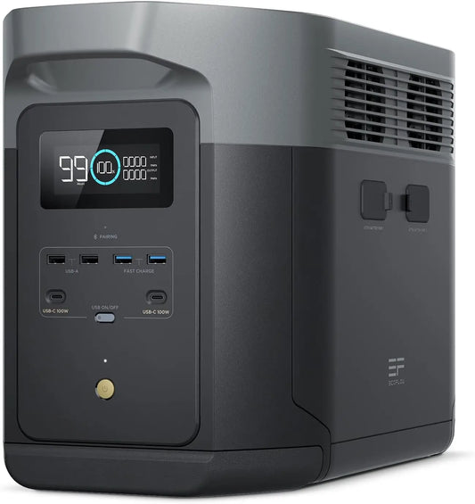 EF ECOFLOW DELTA 2 Max tragbare Powerstation 2048Wh, LFP Akku 3000 Zyklen, 80% Ladung <1 Std, Solargenerator für Zuhause, Camping, Kleine Verpackungsmängel, Produkt unbenutzt(Generalüberholt)