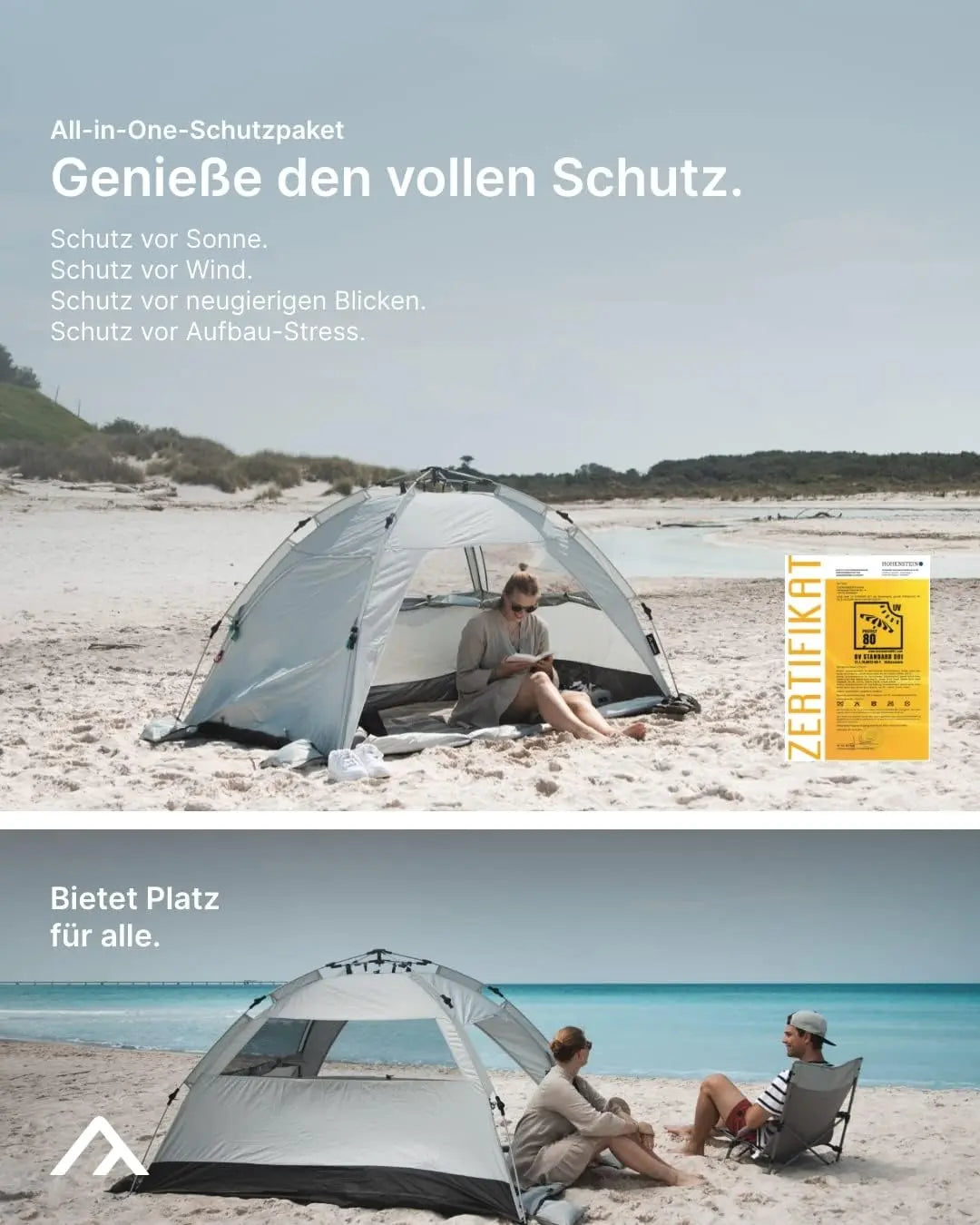 qeedo Quick Palm Strandmuschel mit UV-Schutz (UV80) & kleinem Packmaß