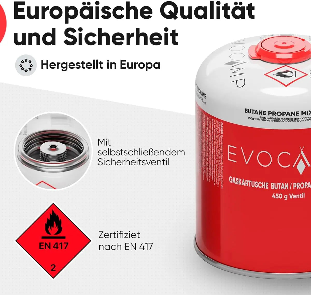 3X Propan Butan Gaskartuschen 450g einsetzbar für Weber Grills Q100/1000-Serien, Schraubkartusche Eurogewinde 7/16", Ventilkartusche 809ml mit Sicherheits-Verschlussautomatik