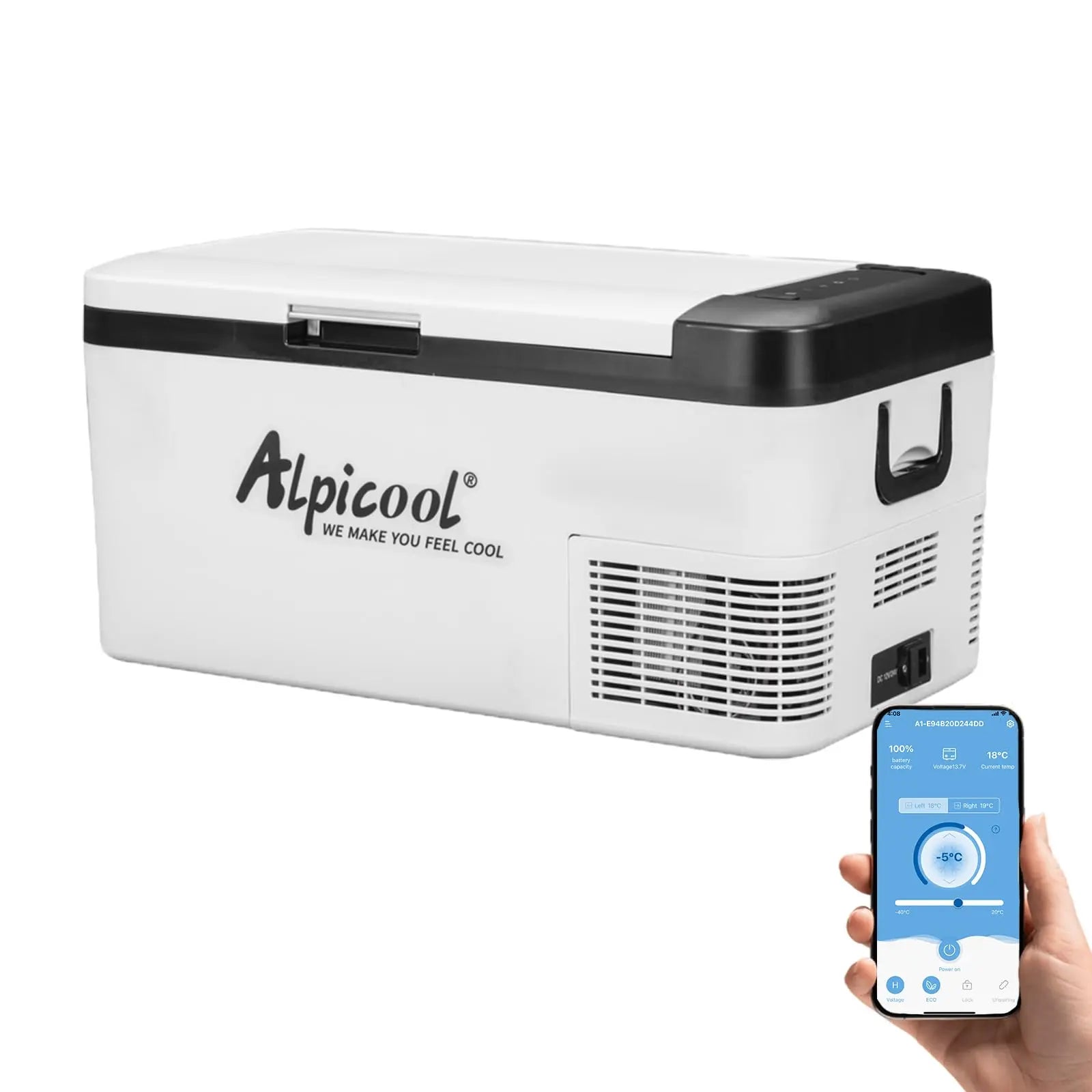 mini kühlschrank camping Alpicool G22 22L Kompressor Kühlbox Mini Kühlschrank Elektrische Tragbare Camping-Kühlbox Gefrierbox 12/24v für Auto, Lkw, Boot, -20℃-20℃