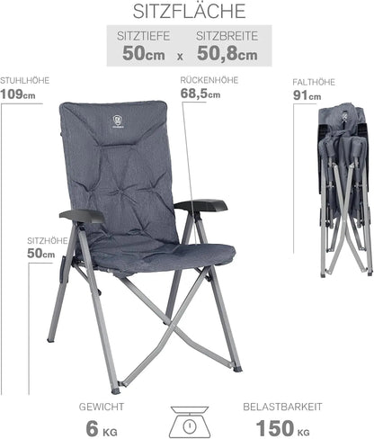 EVER ADVANCED Campingstuhl Faltbar Rückenverstellbar in 4 Positionen