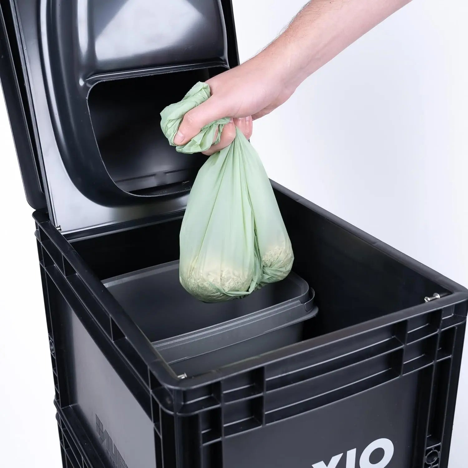 BOXIO - Bags, 25 Bio Müllbeutel für Campingtoilette, kompostierbare Beutel für Trockentoilette, 10 l WC Beutel, Blackout, grün