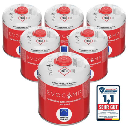 3X Propan Butan Gaskartuschen 450g einsetzbar für Weber Grills Q100/1000-Serien, Schraubkartusche Eurogewinde 7/16", Ventilkartusche 809ml mit Sicherheits-Verschlussautomatik