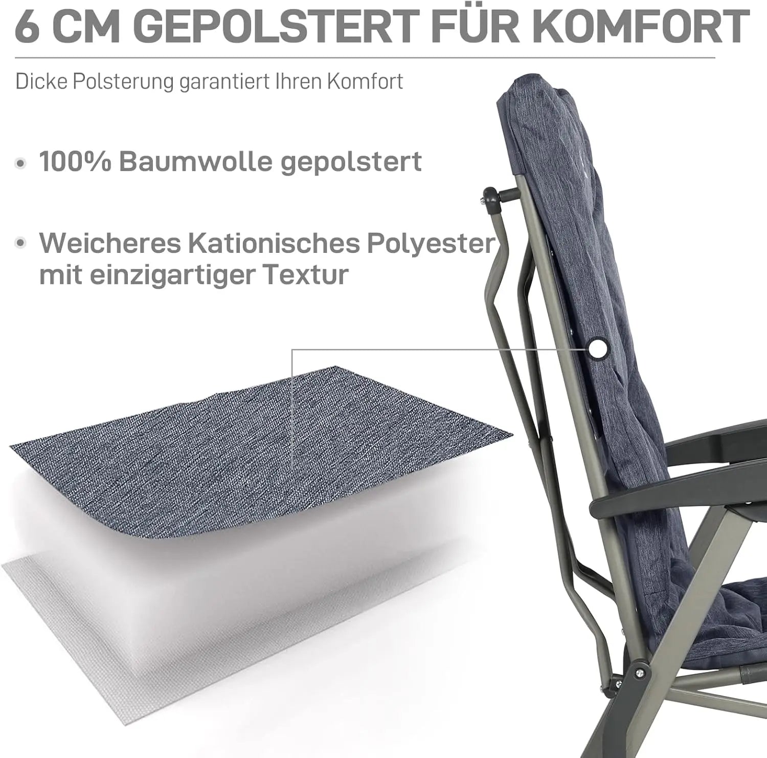 campingstuhl gepolstert EVER ADVANCED Campingstuhl Faltbar Rückenverstellbar in 4 Positionen