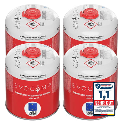 3X Propan Butan Gaskartuschen 450g einsetzbar für Weber Grills Q100/1000-Serien, Schraubkartusche Eurogewinde 7/16", Ventilkartusche 809ml mit Sicherheits-Verschlussautomatik