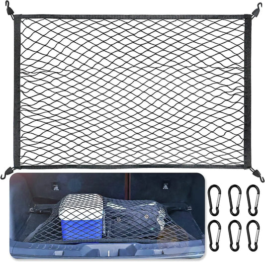 Kofferraum Gepäcknetz Gepäcknetz 60x80cm Erstreckt Sich auf 120x160cm Kofferraum Netz mit 6 Karabinern und 4 ABS Kunststoffschnallen Gepäcknetz Super Elastisch Geeignet für die meisten Autos