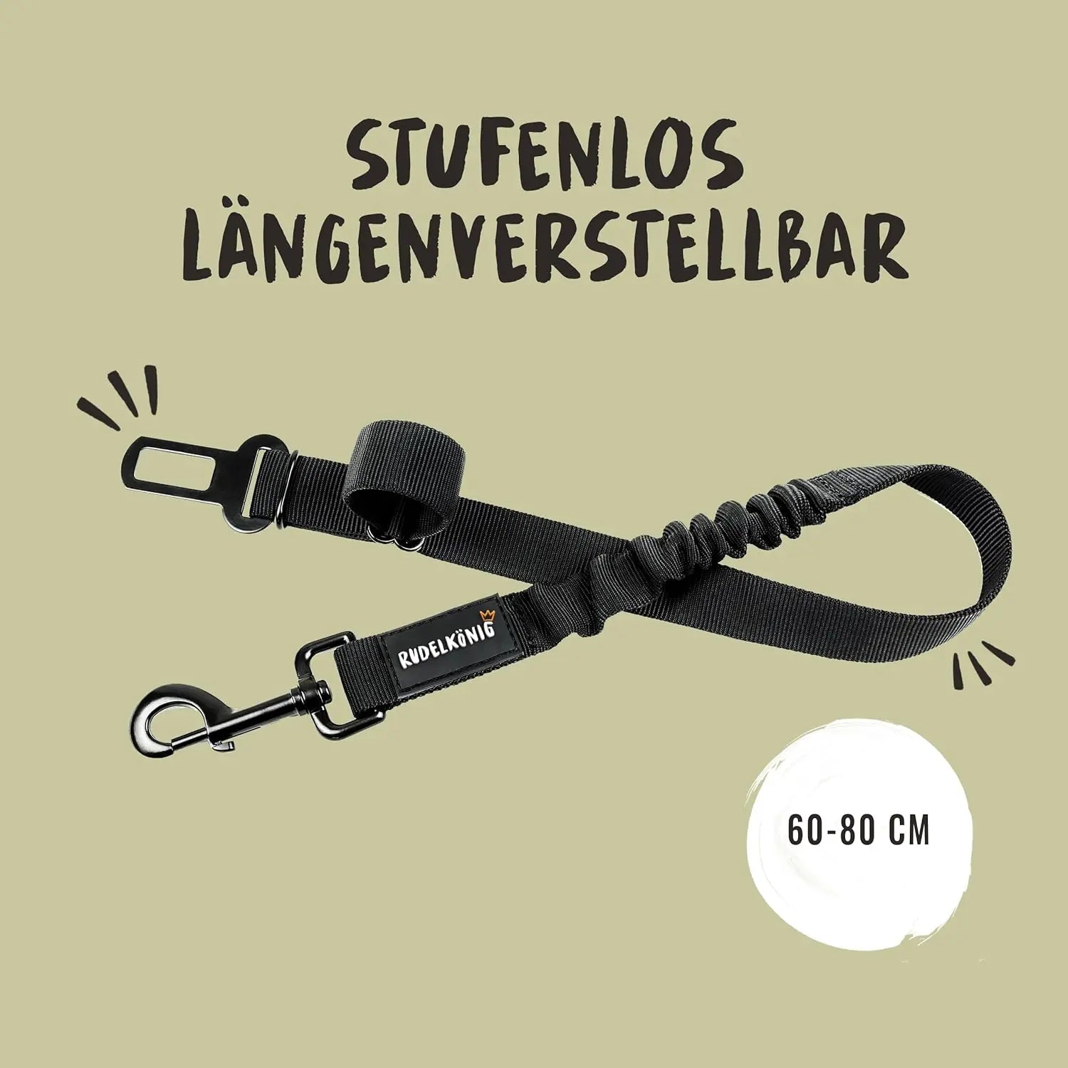 Hundegurt fürs Auto - Verstellbarer Anschnallgurt - Sicherheitsgurt mit Rückdämpfung für alle Hunderassen & Autotypen