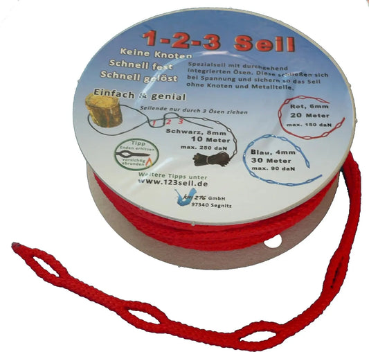 1-2-3-Seil rot Spezialseil Länge 20 Meter Ø 6mm