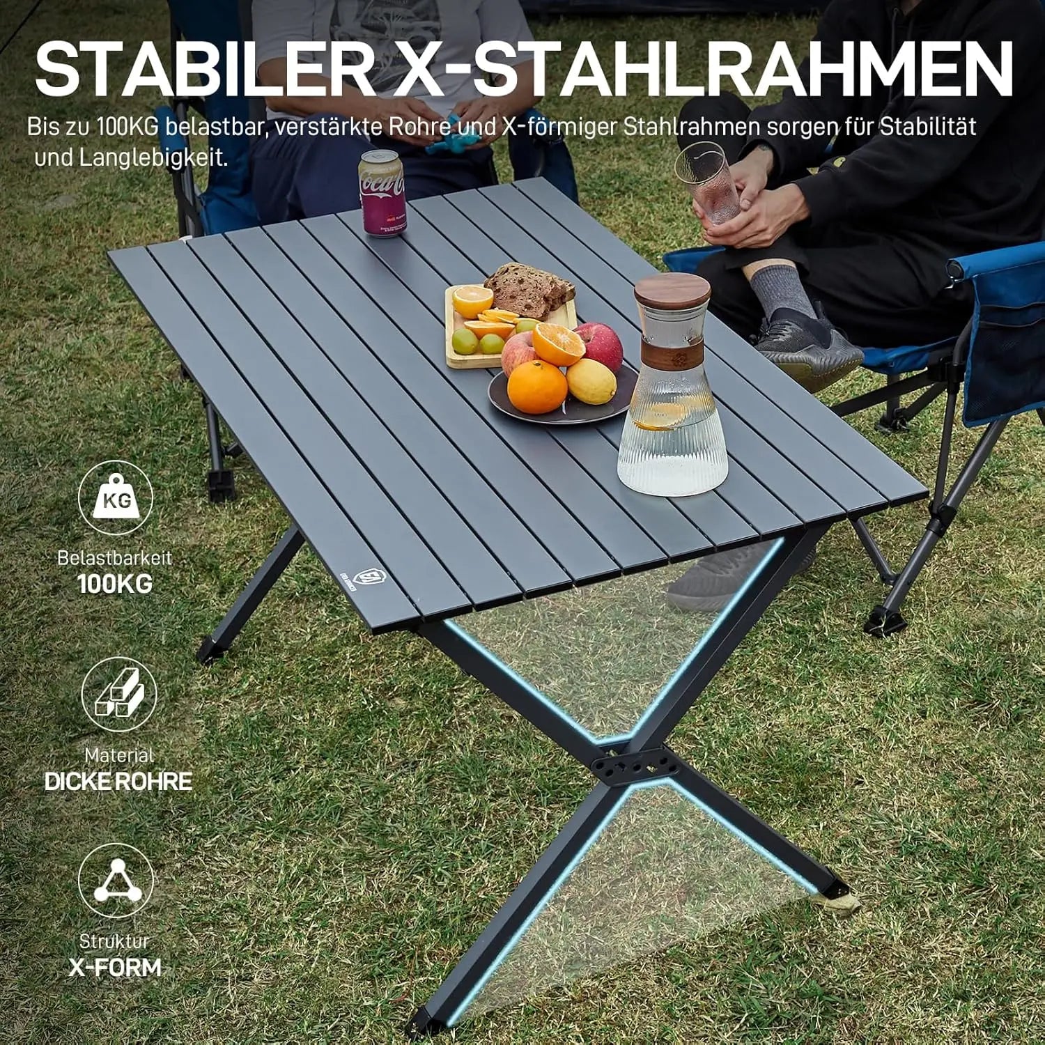 campingtisch 6 personen Flexibler Klapptisch 120x70CM für Camping von EVER ADVANCED